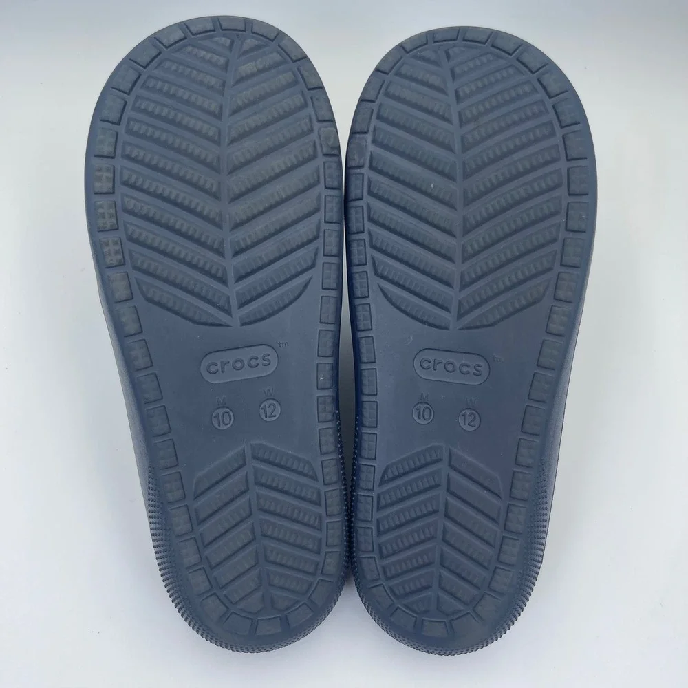Crocs Classic Double Band Slide Sandals Navy Men's 10 Women's 12 Comfort Casual